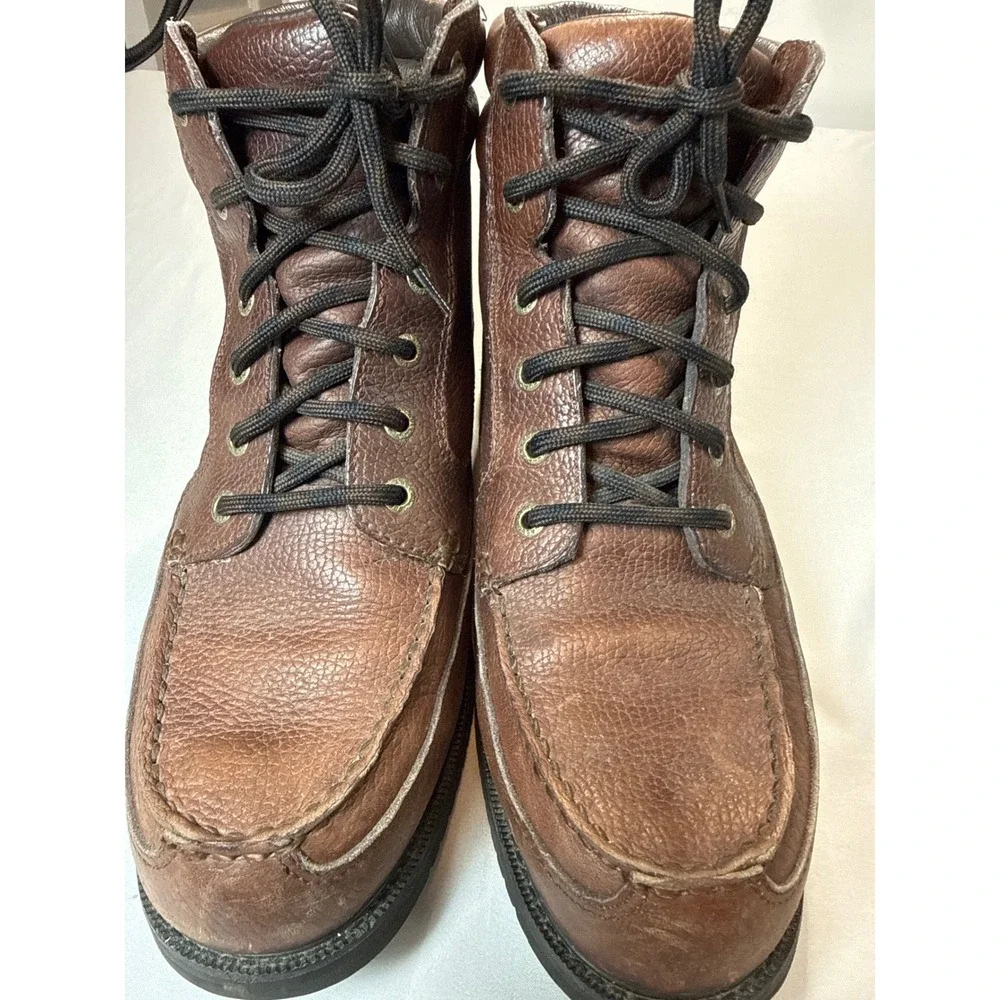 Cabelas Gore-Tex Brown Leather Moc Toe Work Boots Mens 10D Vibram 80040775